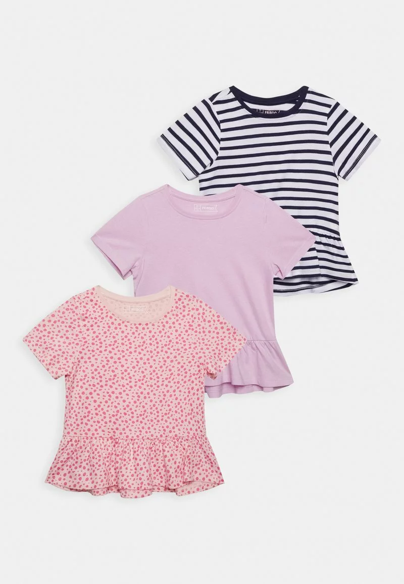 Friboo PEPLUM HEM TEE 3 PACK - T-Shirt Print - Pink - 402_purple - 404_dark Blue - 503, Kinder 3 Friboo PEPLUM HEM TEE 3 PACK - T-Shirt Print - Pink - 402_purple - 404_dark Blue - 503, Kinder
