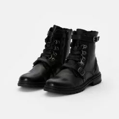 Friboo LEATHER BOOTIES - Schnürstiefelette - Black, Kinder -Deutschland Friboo Verkaufs-Shop 2d12b5045920449296581aff582aecdb